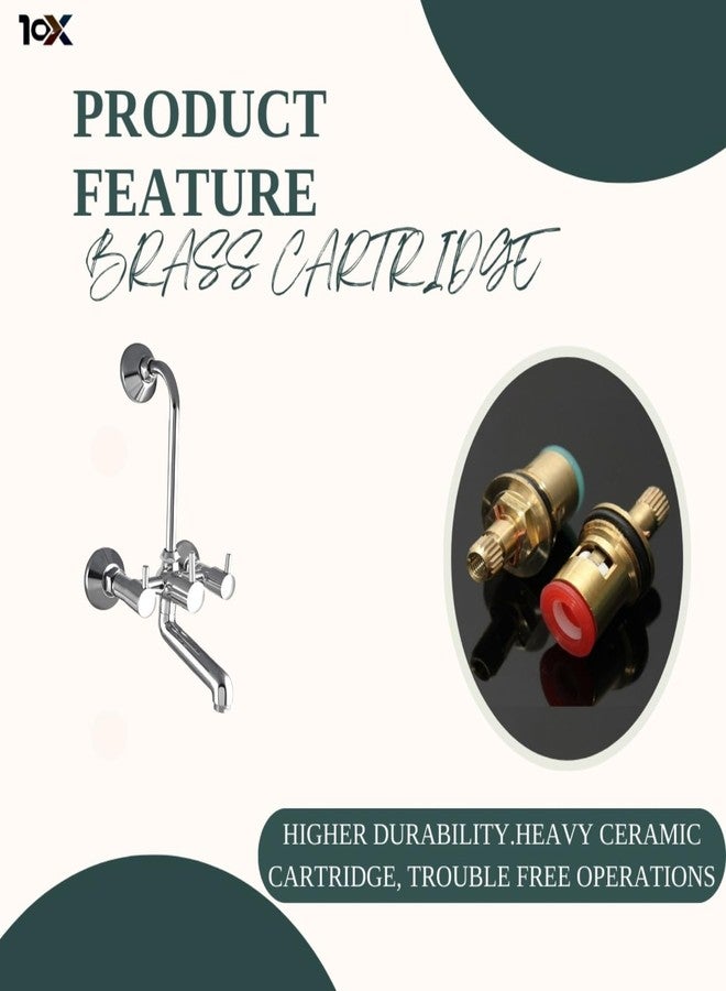 10X Brass Wall Mixer 2 IN 1 For Bathroom WM-9088 with Provision for Overhead Shower with Long Bend Pipe Chrome Finish - Image 5